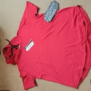 KLIEGOU Short Sleeve Hoodie New Large Red Black